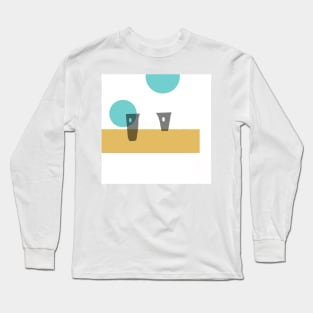 Two For Tea on A Summer Afternoon Minimal Retro Abstract With Bokah Long Sleeve T-Shirt